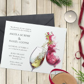 Elegant Red and White Wine Dance Wedding Kaart
