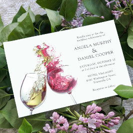 Elegant Red and White Wine Dance Wedding Kaart