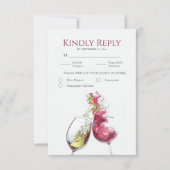 Elegant Red and White Wine Dance Wedding Meal RSVP Kaartje (Voorkant)