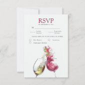 Elegant Red and White Wine Dance Wedding Meal RSVP Kaartje (Voorkant)