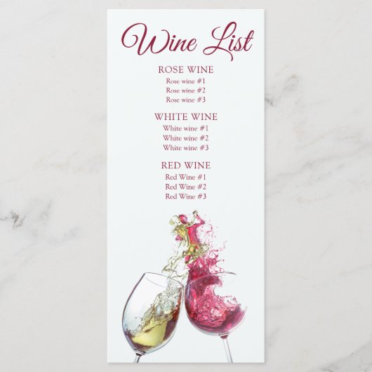 Elegant Red and White Wine Dance Wedding Menu (Voorkant)