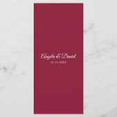 Elegant Red and White Wine Dance Wedding Menu (Achterkant)