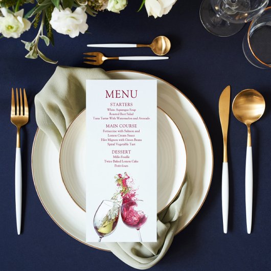 Elegant Red and White Wine Dance Wedding Menu