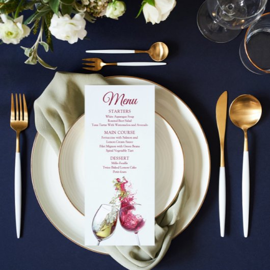 Elegant Red and White Wine Dance Wedding Menu