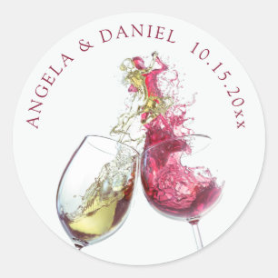 Elegant Red and White Wine Dance Wedding Ronde Sticker