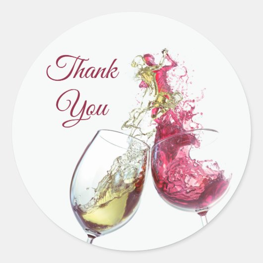 Elegant Red and White Wine Dance Wedding Ronde Sticker (Voorkant)
