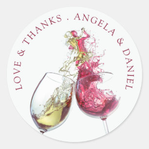 Elegant Red and White Wine Dance Wedding Ronde Sticker