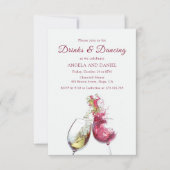 Elegant Red and White Wine Dance Wedding RSVP Kaartje (Voorkant)