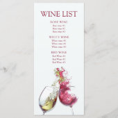 Elegant Red and White Wine Dance Wedding Wine List Menu (Voorkant)