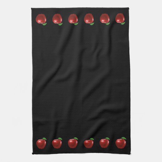 Elegant Red Apples op Black Kitchen Towel Theedoek (Verticaal)
