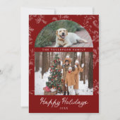 Elegant Red Arch Family Photo Christmas Feestdagenkaart (Voorkant)