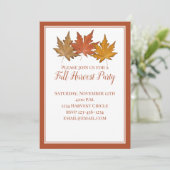 Elegant Red Autumn Fall Leaves Classic Harvest Kaart (Staand voorkant)