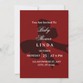 Elegant Red Baby Shower Invitation  Kaart (Voorkant)