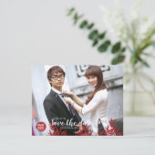 Elegant Red Bamboo & Double Gelukkig Chinees Save The Date (Staand voorkant)