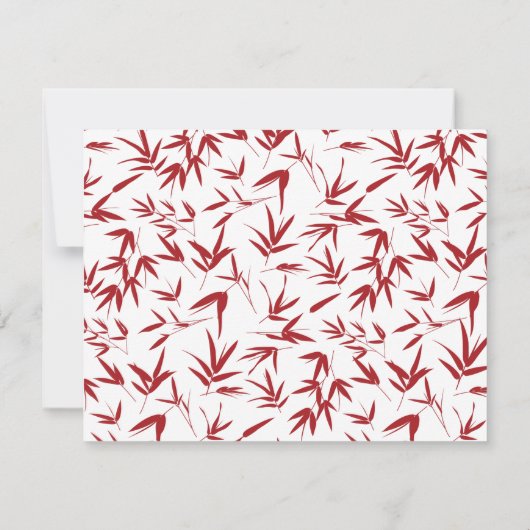 Elegant Red Bamboo & Double Gelukkig Chinees Save The Date (Achterkant)