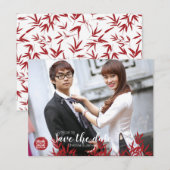 Elegant Red Bamboo & Double Gelukkig Chinees Save The Date (Voorkant / Achterkant)