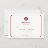 Elegant Red Bamboo & Double Gelukkig Chinese RSVP (Voorkant)