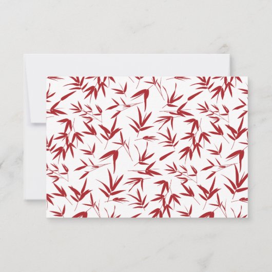 Elegant Red Bamboo & Double Gelukkig Chinese RSVP (Achterkant)