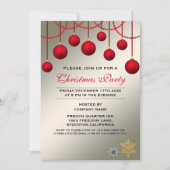 Elegant Red Bauble Corporate Kerstparty Kaart (Voorkant)
