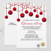 Elegant Red Bauble Corporate Kerstparty Kaart (Voorkant / Achterkant)