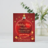 Elegant Red Bauble - Uitnodiging voor kerstfeestda (Staand voorkant)