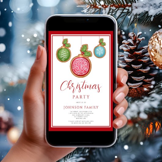 Elegant Red Bauble - Uitnodiging voor kerstfeestda