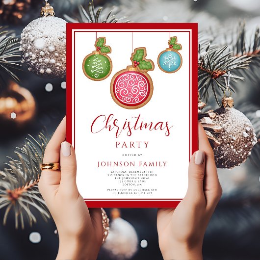 Elegant Red Bauble - Uitnodiging voor kerstfeestda