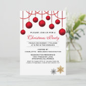 Elegant Red Bauble - Uitnodiging voor kerstfeestda (Staand voorkant)