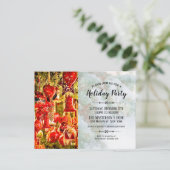 Elegant Red Baubles en Bells Holiday Party Uitnodiging Briefkaart (Staand voorkant)