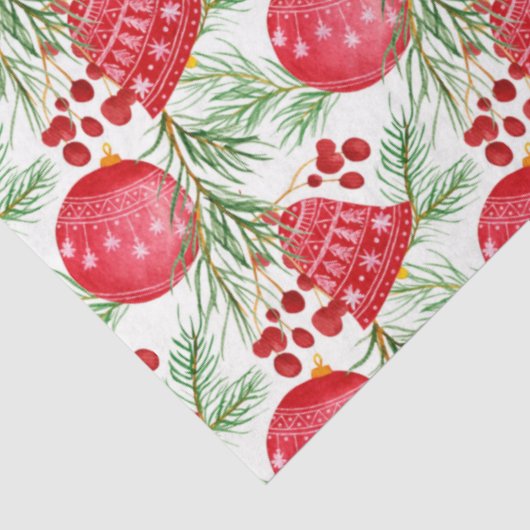 Elegant Red Bells Fir Bauble kerst Tissuepapier (Detail)