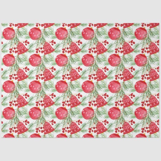 Elegant Red Bells Fir Bauble kerst Tissuepapier (Voorkant)