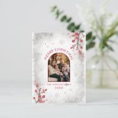 Elegant Red Berries Family Photo Christmas Feestdagenkaart (Staand voorkant)