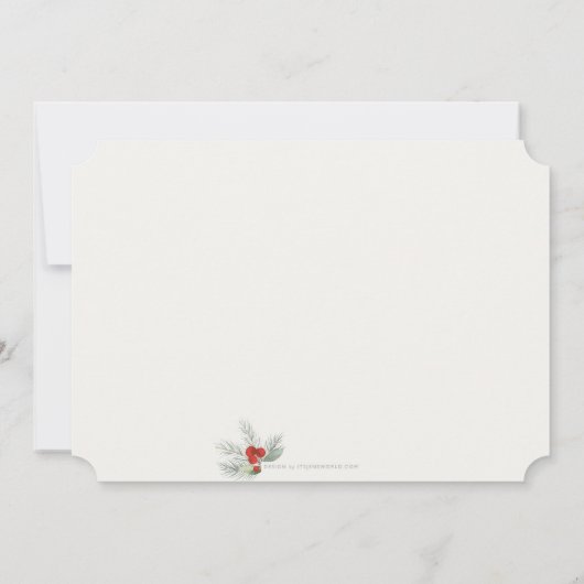 Elegant Red Berries kerstfeestdag Kaart (Achterkant)