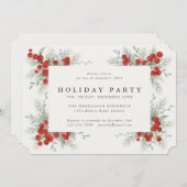 Elegant Red Berries kerstfeestdag Kaart (Voorkant / Achterkant)