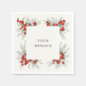 Elegant Red Berries kerstfeestdag Servet (Voorkant)