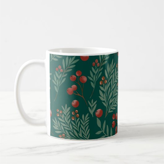 Elegant Red Berry Christmas Mug Koffiemok (Links)