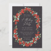 Elegant Red Berry + Eucalyptus Holiday Party Kaart (Voorkant)