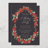 Elegant Red Berry + Eucalyptus Holiday Party Kaart (Voorkant / Achterkant)