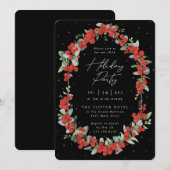 Elegant Red Berry + Eucalyptus Holiday Party Kaart (Voorkant / Achterkant)