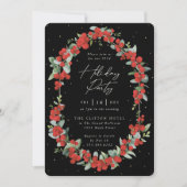 Elegant Red Berry + Eucalyptus Holiday Party Kaart (Voorkant)