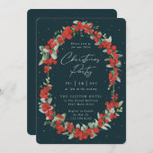 Elegant Red Berry + Eucalyptusfeestdag Kaart (Voorkant / Achterkant)