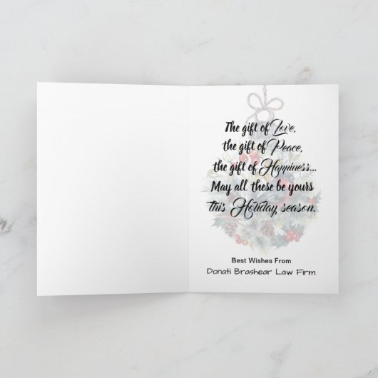 Elegant Red Bird Ornament Christmas Holiday Feestdagen Kaart (Binnen)