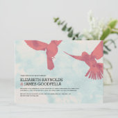 Elegant Red Bird Wedding Invitations Kaart (Staand voorkant)