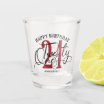 Elegant Red & Black 21st Birthday Shot Glass Shot Glas<br><div class="desc">Trendy 21st Birthday Calligraphy Personalized Shot Glass. Het ontwerp kenmerkt kalligrafiesmanuscript 21,  aantal 21 in rode kleur. Pas aan met een naam of een tekst van uw keus. Ideaal voor het vieren van de 21ste verjaardag.</div>