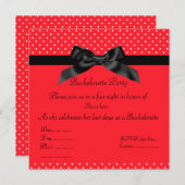 ELEGANT RED BLACK BOW BACHELORETTE INVITE KAART (Voorkant / Achterkant)