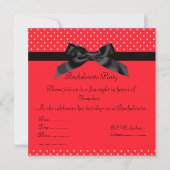 ELEGANT RED BLACK BOW BACHELORETTE INVITE KAART (Voorkant)