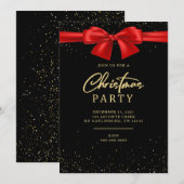 Elegant Red Black Bow kerstfeestdag Kaart (Voorkant / Achterkant)