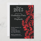 Elegant Red Black Class of 2013 Graduation Party Kaart (Voorkant)