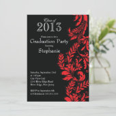 Elegant Red Black Class of 2013 Graduation Party Kaart (Staand voorkant)
