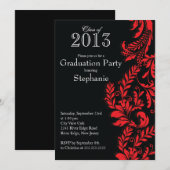 Elegant Red Black Class of 2013 Graduation Party Kaart (Voorkant / Achterkant)